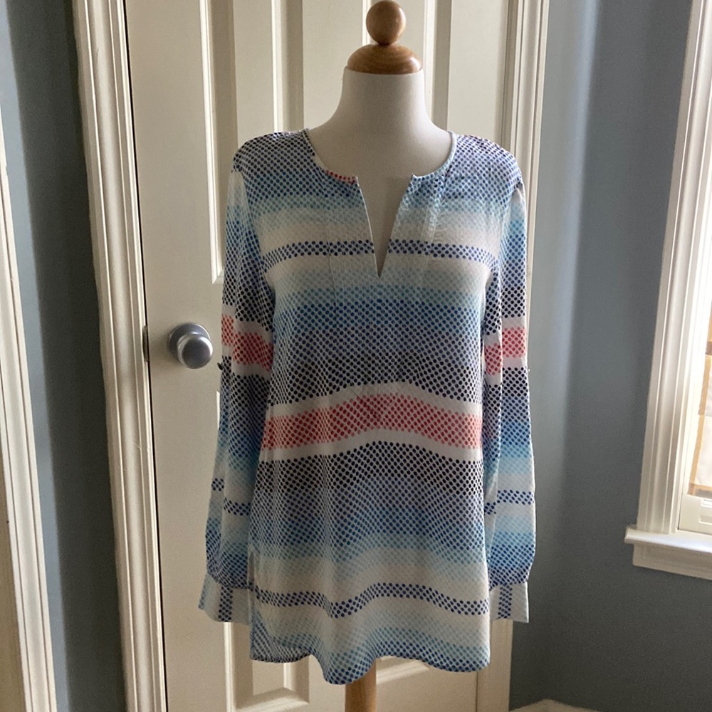 Tommy Hilfiger V-Neck Tunic Roll-Sleeve Shirt